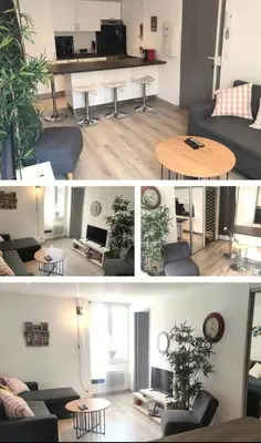 a living room with a couch and a table at Location 2p Nice Centre in Nice