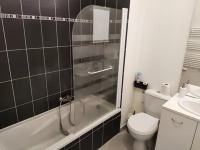 a bathroom with a shower and a toilet and a sink at Appartement deux pièces bien situé et pratique in Nice