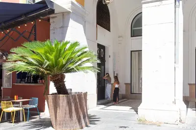 a palm tree in a planter outside of a building at #56 2P Massena Central close promenade,Old Town, AC in Nice