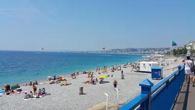 a group of people on a beach near the water at Nice Centre - Apartment with balcony and stunning sea view! in Nice