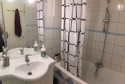 a bathroom with a sink and a shower at Appartement 3 chambres spacieux prés des plages à Nice in Nice