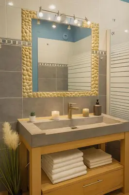 a bathroom with a sink and a mirror at Vieux Nice Design & confort Mer à 2 min in Nice