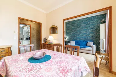 a living room with a table with a bowl on it at La Terrasse de Bracco in Beaulieu-sur-Mer
