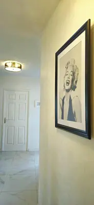 a picture of a woman hanging on a wall at Spacious 3 room close to tram and amenities in Nice