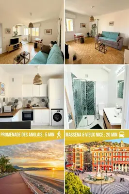a collage of photos of a living room and a house at Charmant studio près de la plage et la Promenade des Anglais in Nice