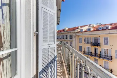 a view of a balcony from a building with a window at VUE MAGENTA AP4484 by Riviera Holiday Homes in Nice