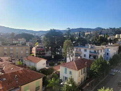an aerial view of a city with buildings at Apartment nice view in Nice