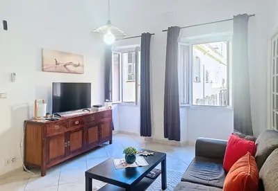 a living room with a couch and a tv at Nestor&Jeeves - BELA VISTA - Central - Close sea in Nice