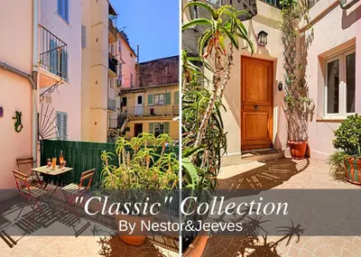 a collage of two pictures of a building with a door at Nestor&Jeeves - URBAN SUN - Central - Close sea in Nice