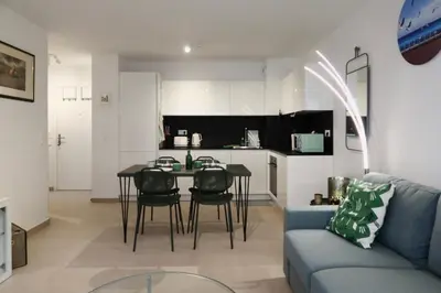 a bathroom counter with a sink and a mirror at Nice Time - Chic Apartment with sunny terrace, Nice Port in Nice