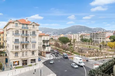 a view of a city with cars parked on a street at Charming 1 Bdr Downtown in Nice