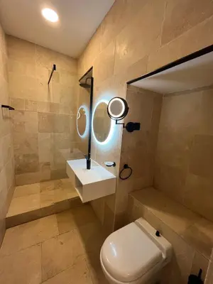a bathroom with a toilet and a sink and a shower at Appartement au centre calme in Nice