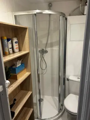 a bathroom with a shower and a toilet at Joli studio rénové vieux Nice in Nice