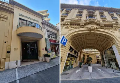 two pictures of a building with an archway at Nestor&Jeeves - GELATO - Bright - Balcony in Nice