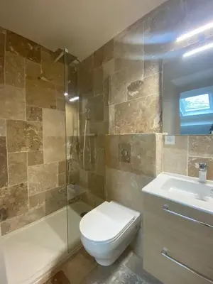 a bathroom with a toilet and a sink and a shower at Duplex cosy sur Nice Libération in Nice
