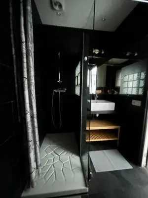 a bathroom with a shower and a sink at Appart Centre ville à 2 min à pied de la mer in Nice