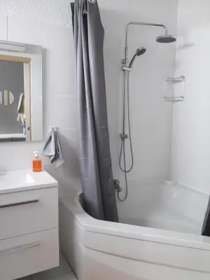 a bathroom with a shower and a white bath tub at La Maïoun Guesthouse in Nice