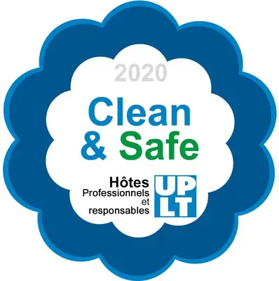 a blue cloud with a clean and safe label at Nice Étoile Grand Suite Five stars Holiday House in Nice