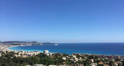 an aerial view of a city and the ocean at Constellations de Fabron in Nice