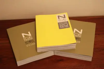 a yellow book sitting on top of two cardboard boxes at Palais Haydee in Nice