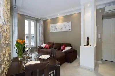a bathroom with two sinks and a shower at Apartment with parking in Nice near the harbor in Nice