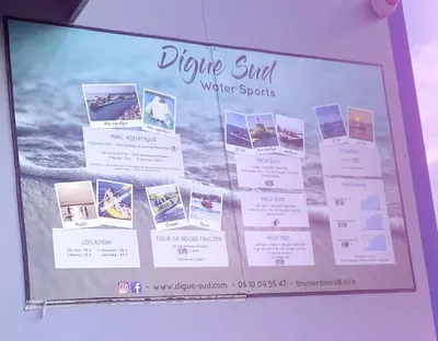 a sign on a wall with photos of the water at Sea view luxury apartment in Saint-Laurent-du-Var