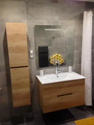 a bathroom with a sink and a mirror at Studio 33 in Nice