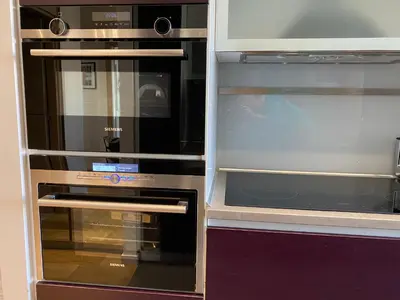 a kitchen with an oven and a microwave at VICTOR HUGO - Modern and sunny, terrace, 2 baths in Nice
