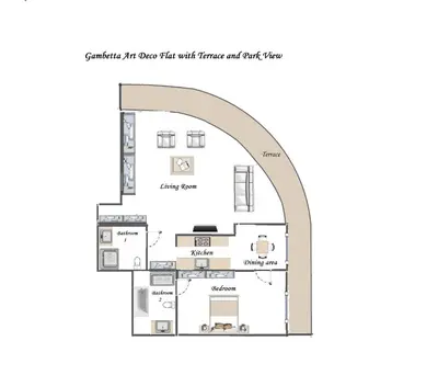 a floor plan of a condo with an arch at VICTOR HUGO - Modern and sunny, terrace, 2 baths in Nice