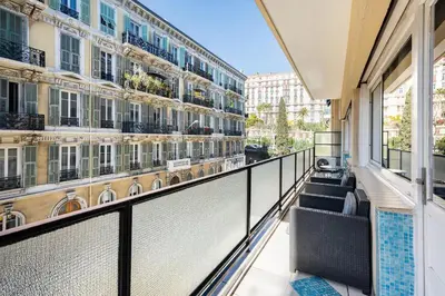 a balcony with a view of a building at NOTRE DAME - Huge sunny modern 2BR flat - Terrace in Nice