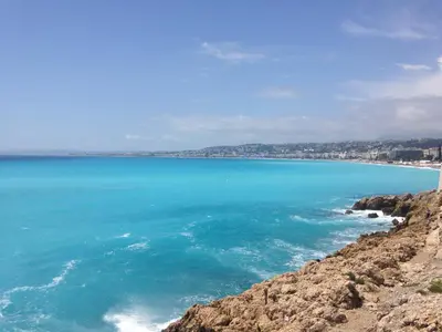 a view of the ocean from a cliff at Le 43 in La Trinité