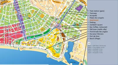 a map of the city of dubrovnik with highlighted cities at Best Apart - Nice Port - Balcony in Nice