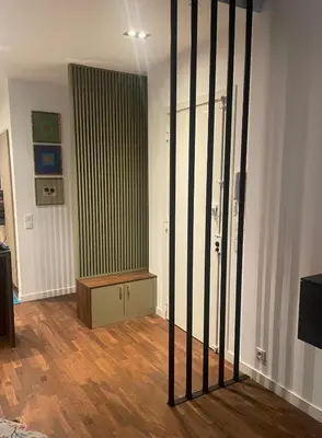 an empty living room with a room with a table at Appartement moderne 4p hypercentre de nice in Nice