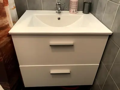 a bathroom sink with a white counter top at Studio Nice colline avec parking privé in Nice