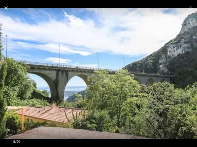 a small kitchen with a sink and a counter at STUDIO pied village EZE - dans VILLA - Parking Gratuit in Èze