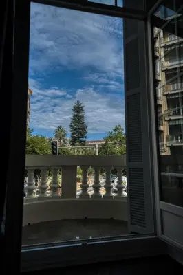 a view from a window of a balcony at Prestige Designer Apartment, Super Central in Nice