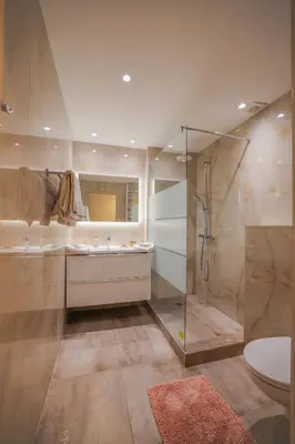 a bathroom with a shower and a sink and a toilet at AzurAppart Brilliant 2room, Nice Massena in Nice