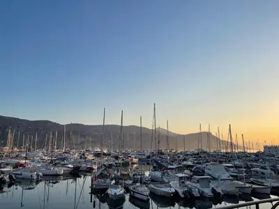 a bunch of boats are docked in a harbor at Studio in the center of Saint-Jean-cap-Ferrat in Saint-Jean-Cap-Ferrat
