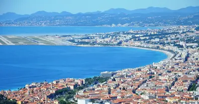 an aerial view of a city and a body of water at Villa ZEN in Saint-Laurent-du-Var