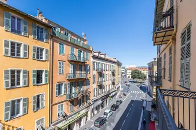 a view of a city street with buildings at Cosy 1 Bdr Place Garibaldi & Place du Pin in Nice