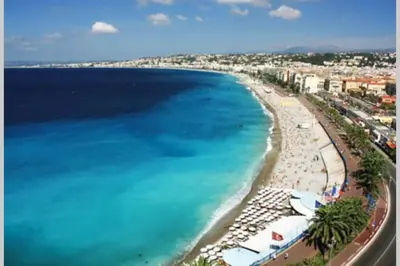 an aerial view of a beach and the ocean at CHARMANT HOME-Azur Charmant in Nice