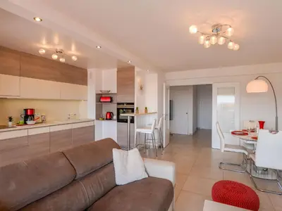 a bedroom with two beds and a ceiling fan at Apartment Etoile de Mer by Interhome in Cagnes-sur-Mer