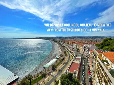 a picture of a beach with the words we hopes to colonize bin at Cosy modern studio in the heart of Nice with AC in Nice