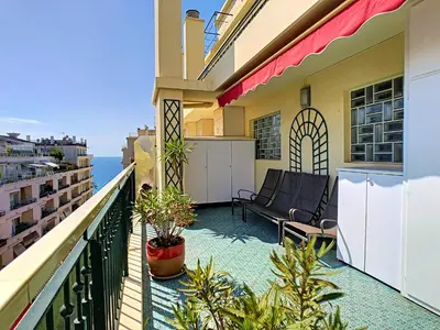 a balcony with a view of the ocean at Nestor&Jeeves - SUNRISE TERRACE - Central - Very close sea - Terrace 30m in Nice