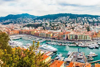 a view of a harbor with boats in the water at Le Philanthrope - Balcon Wifi Climatisation in Nice