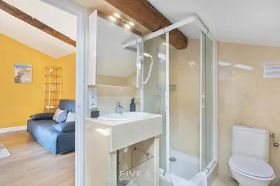 a bathroom with a shower and a sink and a toilet at Vieux Nice - Jean Jaurès FSHH in Nice
