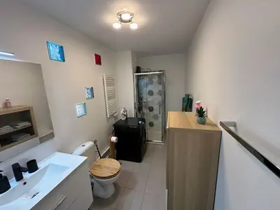 a bathroom with a shower and a toilet and a sink at Nice, là côté magique in Nice
