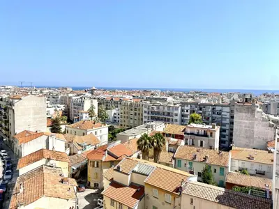 an aerial view of a city with buildings at Passy Azur AP4242 by Riviera Holiday Homes in Nice