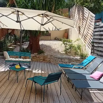 NICE- GAIRAUT - JARDIN PRIVE- GRAND F1 LUMINEUX-Piscine Collective