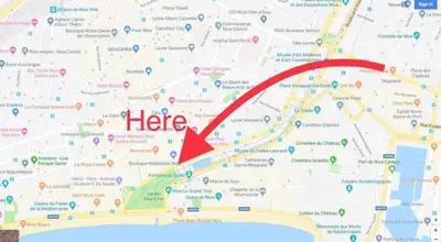 a map with a red help word on it at Lovely Apartment Heart of Golden Square Fiber Wifi in Nice